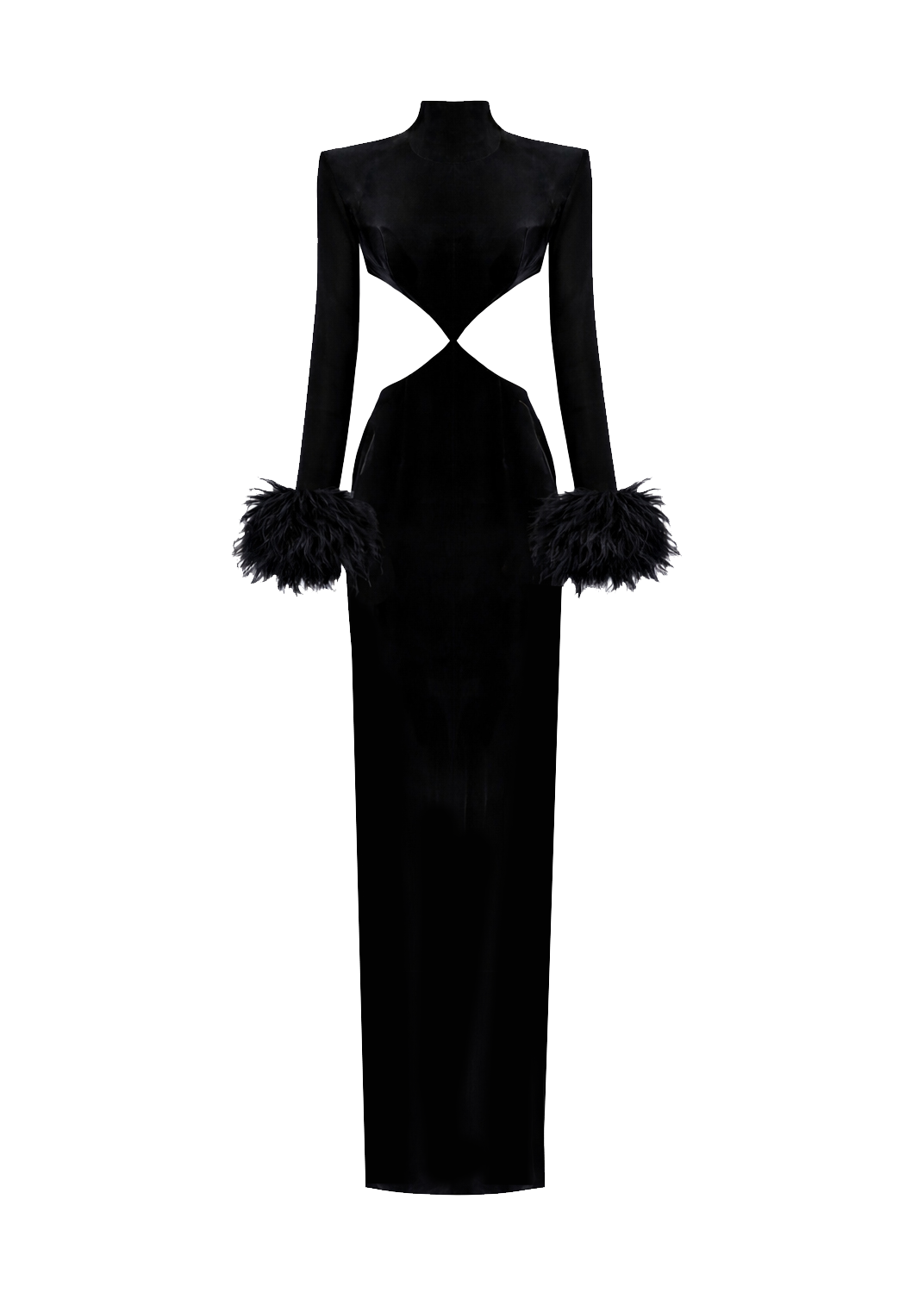 فستان فيرونا مخملي بفتحات أمامية