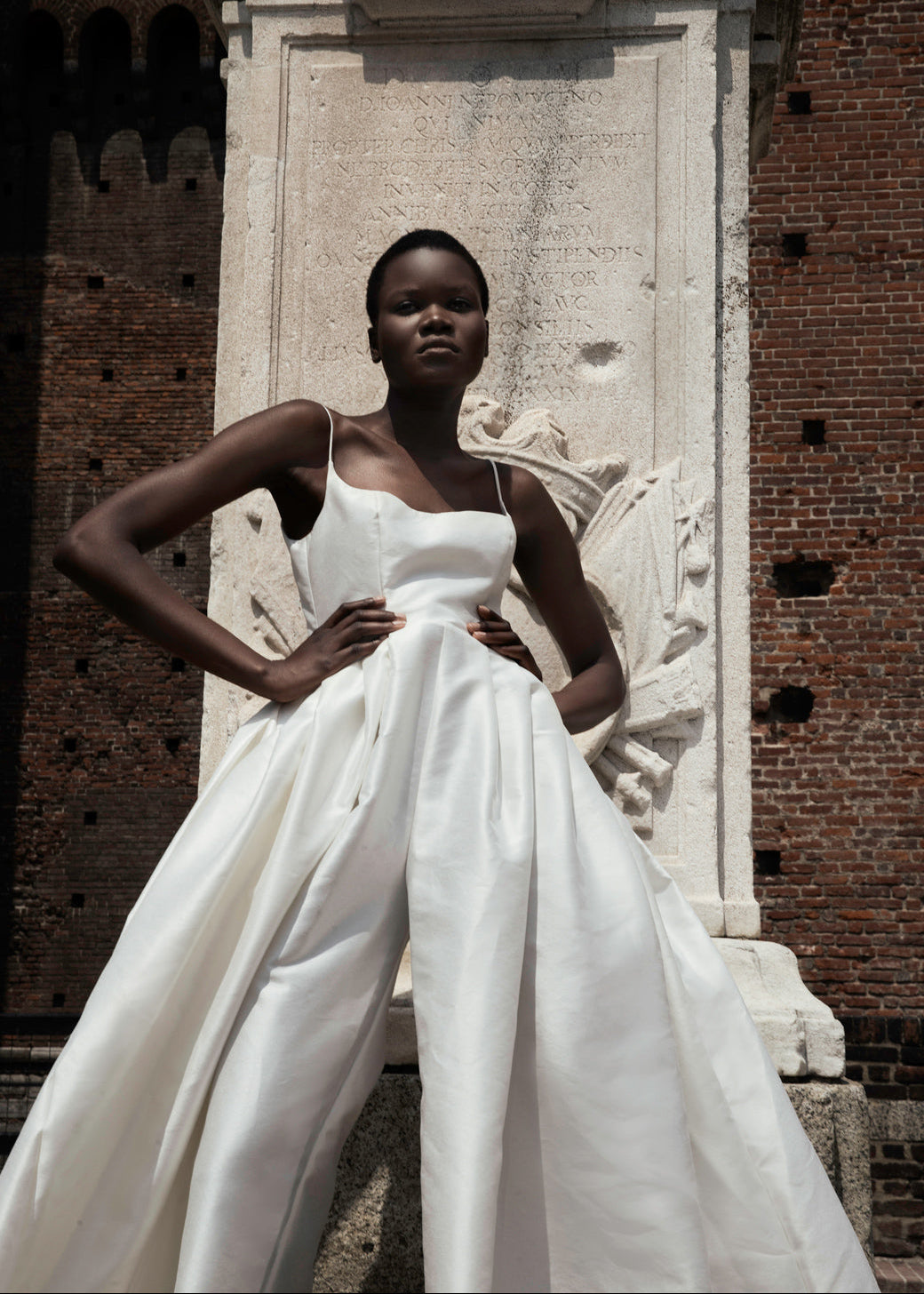 White bridal statement jumpsuit in silk