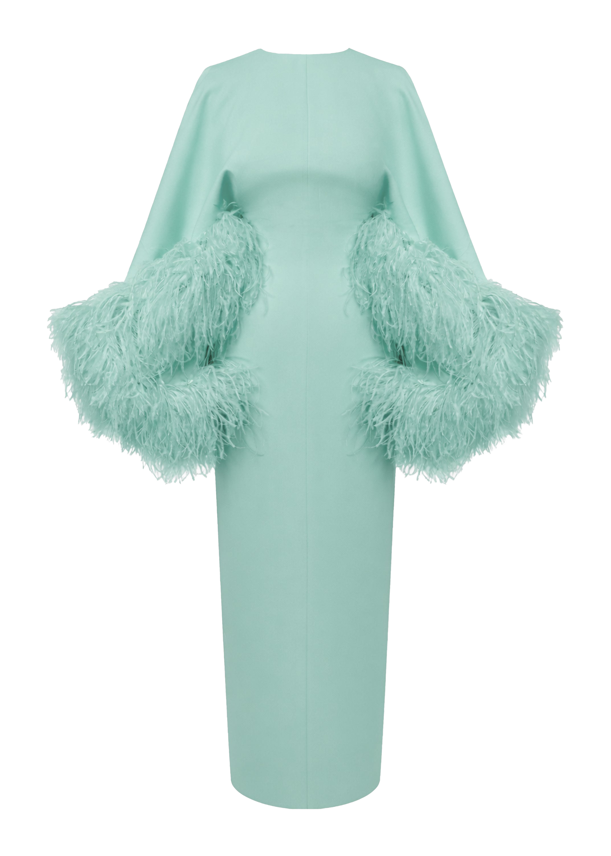 slim fit dress slacks Lime Green Silk Satin Backless Dress with Feather Trim 14 / Green main image 1