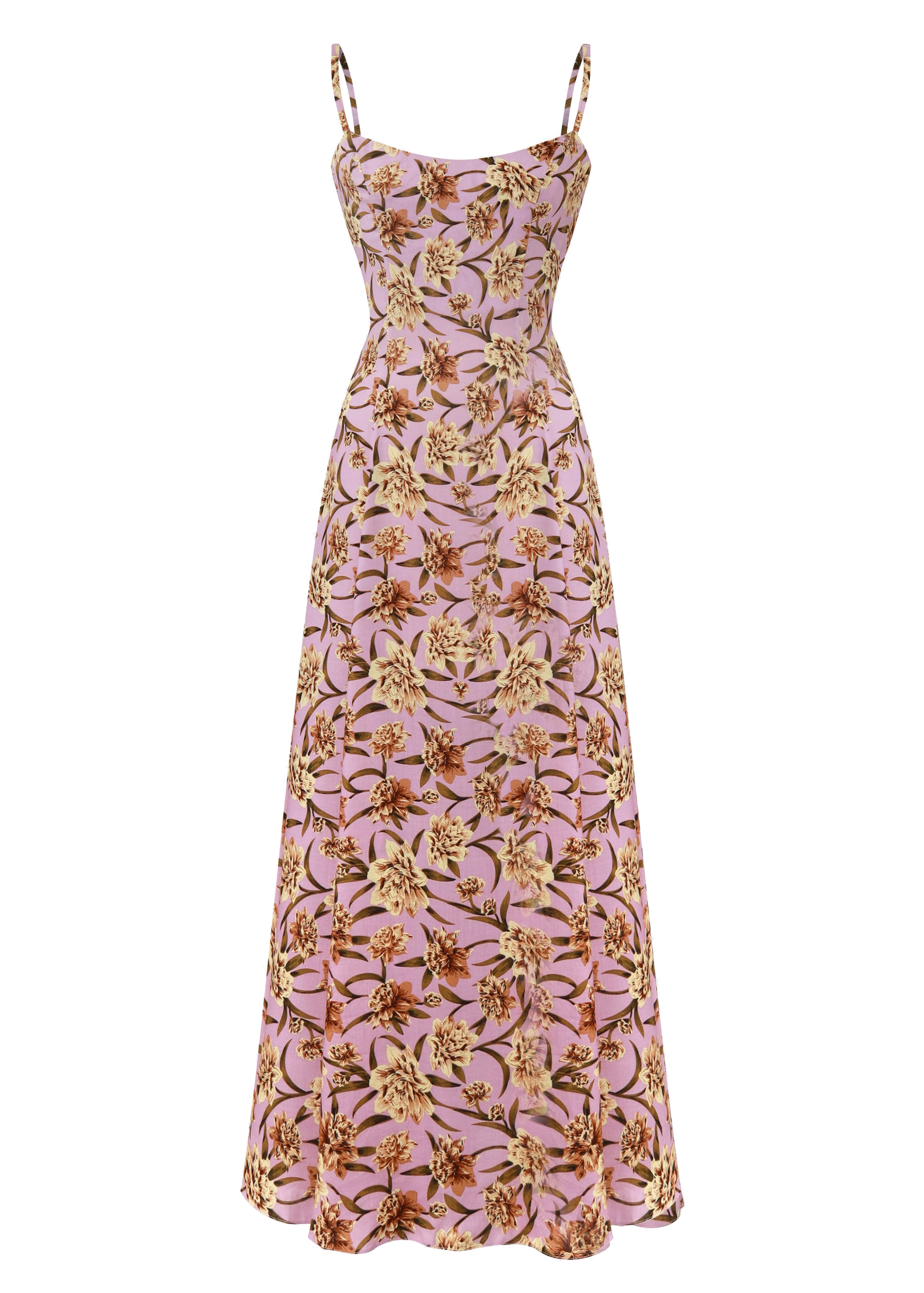 دافني فستان طويل بطبعة زهور وظهر مفتوح