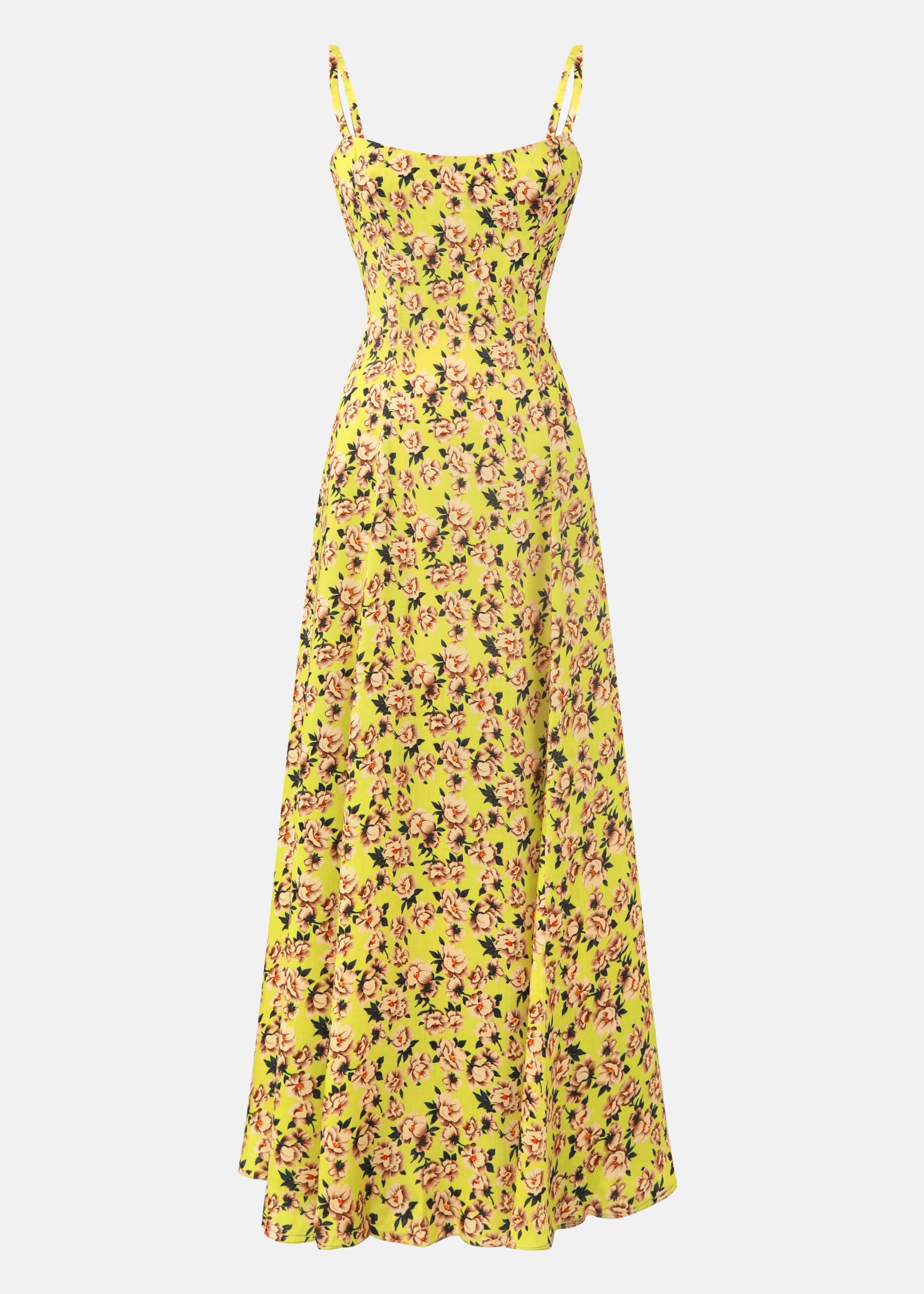 دافني فستان طويل بطبعة زهور وظهر مفتوح