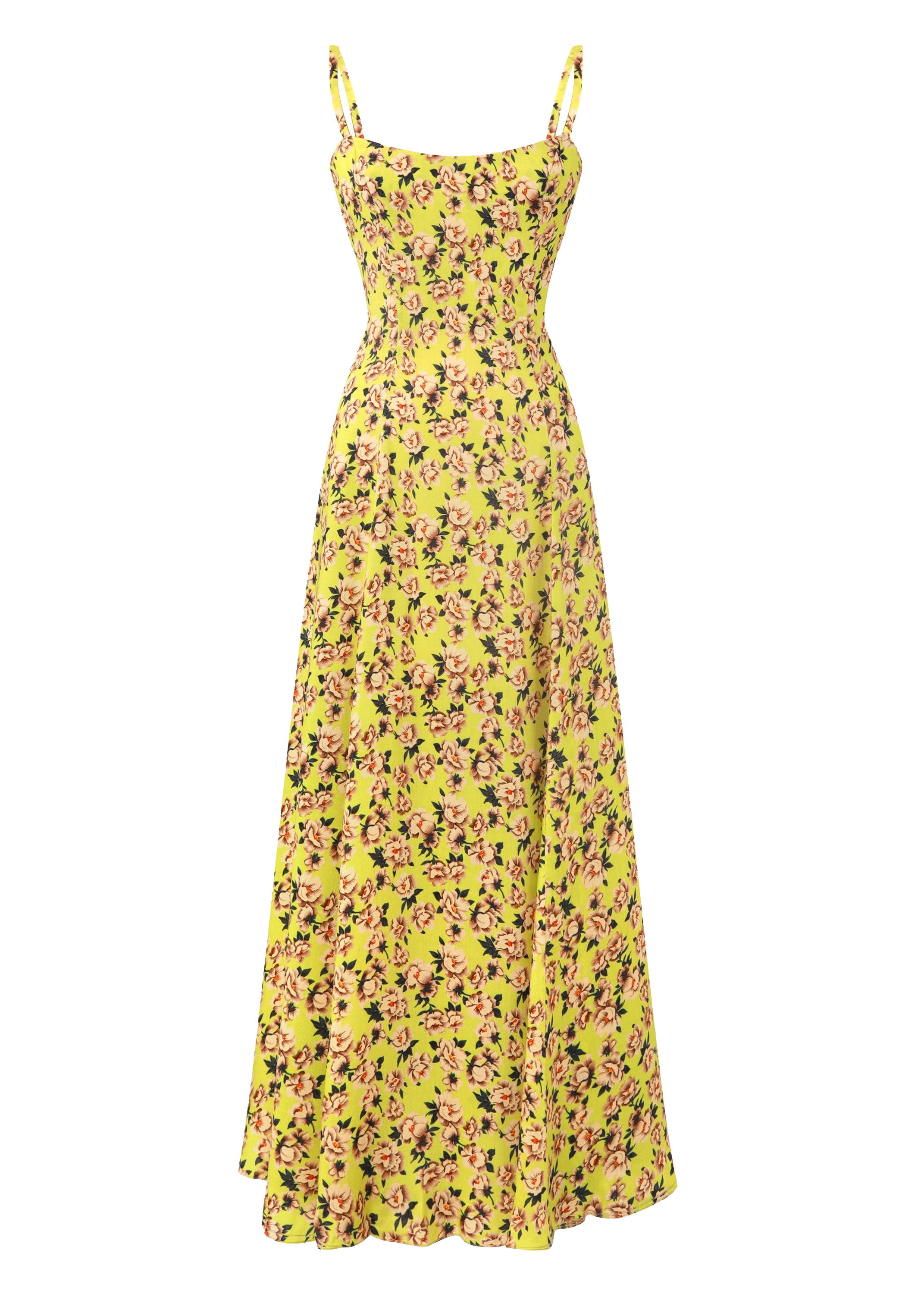 دافني فستان طويل بطبعة زهور وظهر مفتوح