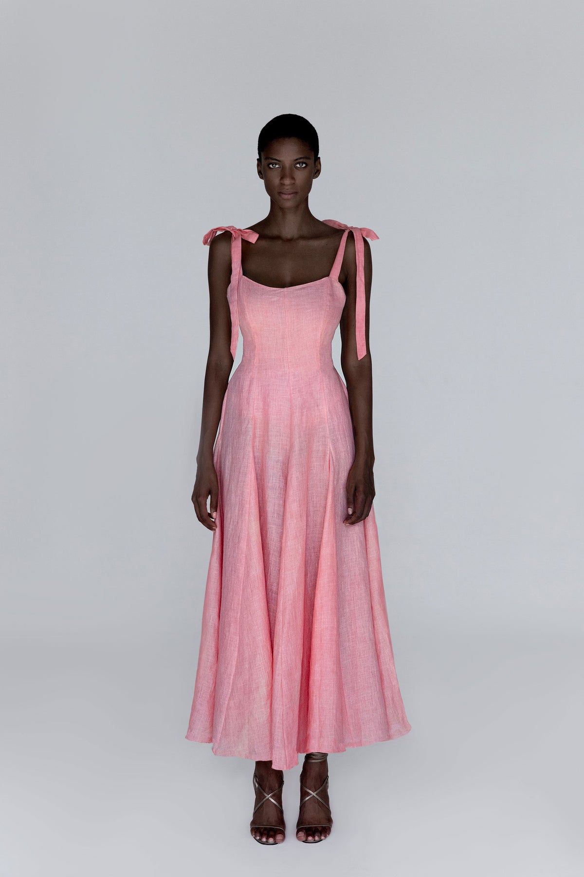 Pink linen maxi dress Clearance